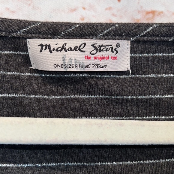 Michael Stars tank top OS sleeveless striped draped neckline stretch layering - Picture 3 of 5